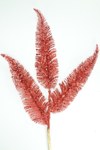 Red Glittered Fern Leaf Spray  (Lot of 48) SALE ITEM